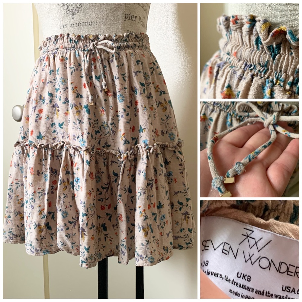 SEVEN WONDERS by Free People floral skirt sz 6